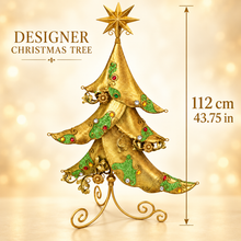 112 cm Designer Christmas Tree – Gold & Green with Star Topper and Ornate Stand