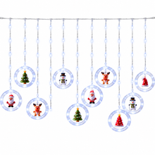 3.0 meter Christmas Snowflake Wish Ring Christmas Tree Mixed Decor Light, 8pcs Shimmering Light Modes, with 10pcs Mini Christmas Statues Decorations, Suitable for Christmas, Thanksgiving, New Year, Christmas Party, Family Gathering, Window, Bedroom