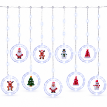 3.0 meter Christmas Snowflake Wish Ring Christmas Tree Mixed Decor Light, 8pcs Shimmering Light Modes, with 10pcs Mini Christmas Statues Decorations, Suitable for Christmas, Thanksgiving, New Year, Christmas Party, Family Gathering, Window, Bedroom