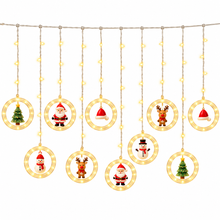 3.0meter Christmas Snowflake Wish Ring Christmas Tree Mixed Decor Light, 8pcs Shimmering Light Modes, with 10pcs Mini Christmas Statues Decorations, Suitable for Christmas, Thanksgiving, New Year, Christmas Party, Family Gathering, Window, Bedroom