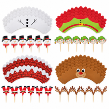 Christmas cup cake muffin wrappers with toppers 24 pc