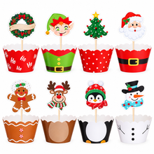 Christmas  cup cake muffin wrappers with toppers 24 pc