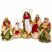 Red Christmas Religious Handmade Nativity Set with Manger - 40cm