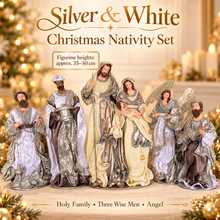 50cm Silver white Christmas Holy Family Nativity set / scene with manger  -35-50cm PRE ORDER
