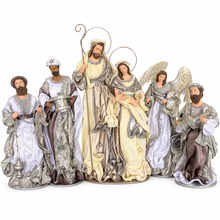 50cm Silver white Christmas Holy Family Nativity set / scene with manger  -35-50cm PRE ORDER