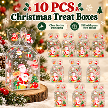 10PCS Christmas Themed Transparent Boxes – Clear Gift Packaging for Holiday Treats
