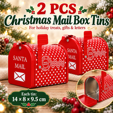 2PCS Christmas Mail Box Storage Tins – Christmas Letter Box Containers (14×8×9.5cm) for Holiday Treats & Gifts