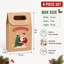 6PCS Christmas Cookie & Biscuit Gift Boxes with Carry Handles – 12 × 7 × 18cm Holiday Bakery Treat Packaging