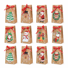 12PCS Christmas Cookie & Treat Gift Boxes with Ribbon – 11.7 × 7.4 × 18.3cm Kraft Bakery, Candy & Party Favour Packaging