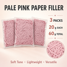 3pcs 20g Combination Pale Pink Pack of Raffia Grass Paper Filler - Pale Pink, Suitable for Gift Wrapping, Christmas, Wedding, Birthday, Valentine's Day Decoration Filler, Holiday Packaging | Soft Tone | Lightweight Filling Material
