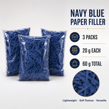3 Pack Navy Blue Shredded Tissue Paper 60g (3 x 20g) – Gift Box Filler, Hamper Packaging & Basket Decoration