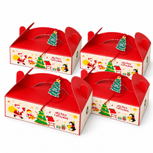 4pcs Christmas Hamper Bakery Gift Boxes with Handle & Gift Tag – Festive Treat, Cookie and Dessert Packaging, 23 × 16 × 7 cm
