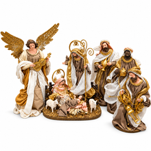 Handmade Christmas Nativity Set 30cm (11.75") – Holy Family & Standing Angel Religious Figurines, Christian Christmas Home Decor Gift