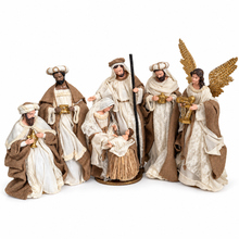 40cm Handmade Christmas Nativity Set – Holy Family, Standing Angel & 3 Wise Men, Religious Christian Home Decor, Nativity Scene Holiday Gifts
