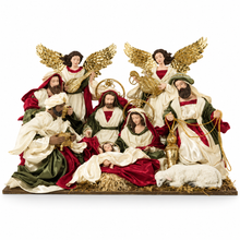 12.5’’ Red & White Christmas decor handmade religious nativity  Scene with Angels and Manger - 51 cm
