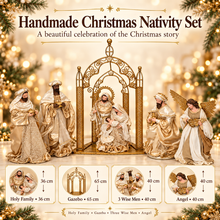 Christmas Religious Handmade Nativity Set with 36cm Holy Family, Gazebo (65cm), 3 Wise Men (40cm) and Angel (40cm)
