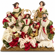12.5’’ Christmas Religious Handmade Nativity Set with Angels and Manger - 51 cm