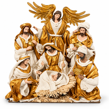 Gold Handmade Christmas Nativity Set with Manger 30–40cm – Religious Holy Family Holiday Decoration (one piece)