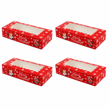 12PCS Red Christmas Window Bakery Boxes – 30 × 14 × 6.5cm Cookie, Cake and Festive Treat Packaging