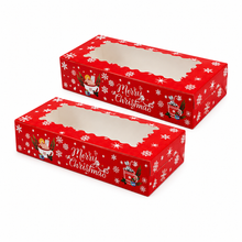 12PCS Red Christmas Window Bakery Boxes – 30 × 14 × 6.5cm Cookie, Cake and Festive Treat Packaging