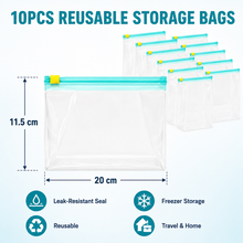 10pcs Reusable Silicone Food Storage Bag, Leak Proof Reusable Freezer Bag, Travel/Home Storage Bags (size 20x 11.5 cm )