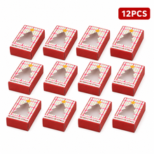 12/24PCS Red Christmas Gift Boxes with Tree Window – Plaid Slide-Drawer Treat, Cookie and Chocolate Packaging