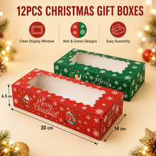 12PCS Christmas large Gift Boxes 30 x 14 x 6.5cm | Premium Cardboard Packaging for Cookies, Gifts & Holiday Treats | Easy Assembly