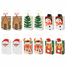 12 Christmas gift bags with handles, large capacity and thick texture, with holiday Santa Claus, reindeer and snowman patterns, high value packaging, Christmas gift first choice, suitable for party gift bags