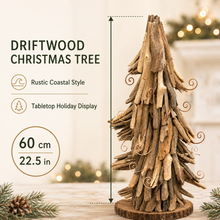 22.5" (60cm) Unique Driftwood Christmas Tree Decoration – Rustic Handmade Holiday Decor, Coastal Christmas Tabletop Display