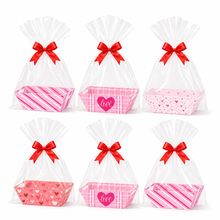 6pcs Pink Trapezoid Gift Boxes, 24.99×16.99×9.19 cm, Thick Kraft Paper Gift Boxes for Valentine's Day, Christmas, Birthdays, Thanksgiving, Small Gift Storage Boxes, Parties, Etc. (Empty)