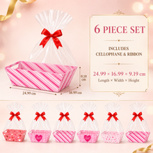 6pcs Pink Trapezoid Gift Boxes, 24.99×16.99×9.19 cm, Thick Kraft Paper Gift Boxes for Valentine's Day, Christmas, Birthdays, Thanksgiving, Small Gift Storage Boxes, Parties, Etc. (Empty)