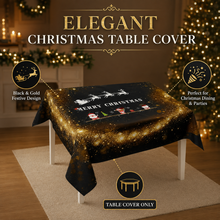 Black Christmas Table Cover – Elegant Festive Tablecloth for Christmas Dinner, Holiday Parties, Family Gatherings & Event Decorations