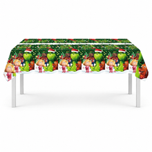 The Grinch Christmas PVC Table Cover – Festive Disposable Tablecloth for Xmas Party Decorations, 1 Piece