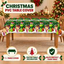 The Grinch Christmas PVC Table Cover – Festive Disposable Tablecloth for Xmas Party Decorations, 1 Piece