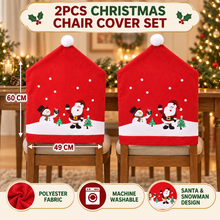 2pcs Christmas Chair Cover Set | Santa Claus and Snowman Print, Perfect for Dining Room, Kitchen, Living Room, Office, Hotel, Banquets Decorations, Ideal for Winter Holiday Season Parties and Festive Events, Polyester Fabric, Machine Washable