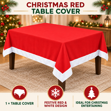 Christmas Red Table Cover – Festive Tablecloth for Christmas Dinner, Holiday Parties, Family Gatherings, Buffet Tables & Home Decorations