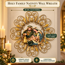 5.5''(14cm) Christmas Religious Holy Family on 15"(36cm) Wall Decor wreath