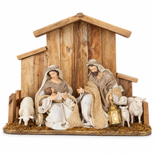PRE ORDER 8.25" Holy Family Nativity Set on 15.5" Stable – Christmas Religious Decoration, Nativity Scene Display, Holiday Home & Church Décor