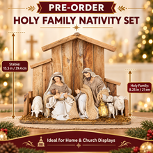 PRE ORDER 8.25" Holy Family Nativity Set on 15.5" Stable – Christmas Religious Decoration, Nativity Scene Display, Holiday Home & Church Décor