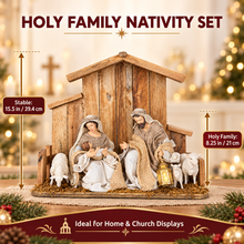 PRE ORDER 8.25" Holy Family Nativity Set on 15.5" Stable – Christmas Religious Decoration, Nativity Scene Display, Holiday Home & Church Décor