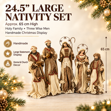 24.5” Large Christmas Religious Handmade Nativity Set with Holy Family and Three Wise Men (Approx. 65 cm)