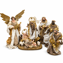 Handmade Christmas Nativity Set 30cm (11.75") – Holy Family & Standing Angel Religious Figurines, Christian Christmas Home Decor Gift