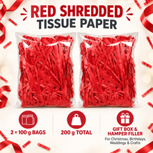 2 bags x Red Shredded tissue crepe paper 100 grams  Gift Packaging Filling Paper, Cut Tissue, Craft Shredded Paper Filling Easter Birthday, Halloween, Christmas, And New Year Wedding Gifts, Box Packaging Filling
