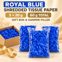 3-Pack Royal Blue Shredded Tissue Paper 60g – Gift Box, Hamper Basket & Packaging Filler