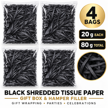 4 BAGS BLACK Shredded tissue paper hamper filler 20grams Gift Wrapping Shredded Paper, Suitable for Wedding, Valentine'S Day, Father'S Day, Mother'S Day, Christmas, Party Decoration
