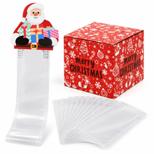 Christmas Surprise Cash Gift Pull Box with Santa Card & 30 Transparent Bags – Fun Money Holder Gift for Adults