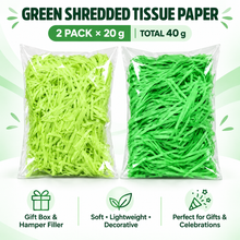 Green Shredded tissue crepe paper hamper filler gift box packaging  20 grams 2 pack x 20grams Gift Wrapping Shredded Paper, Suitable for Wedding, Valentine'S Day, Father'S Day, Mother'S Day, Christmas, Party Decoration (Copy)
