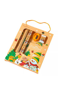 Christmas Red Children’s Stationery 6pcs set Pencil sharpener Eraser Ruler set gift for kids Santas Workshop Direct