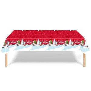 Christmas Red PVC table cover Santas Workshop Direct
