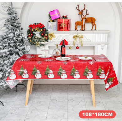 Christmas Red snowman table cover Santas Workshop Direct